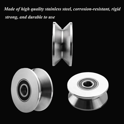 3 Inch Stainless Steel V Groove Wheel For Sliding Gate Replacement Heavy Duty Roller With Double Bearings displayed in multiple angles