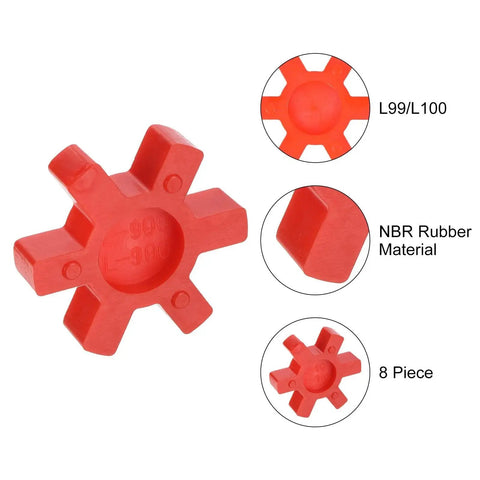 Eight Pieces L99 L100 Jaw Coupling Inserts Red Urethane Flexible Solid Type Center Inserts For L Jaw Couplings Inner Diameter 25 Mm