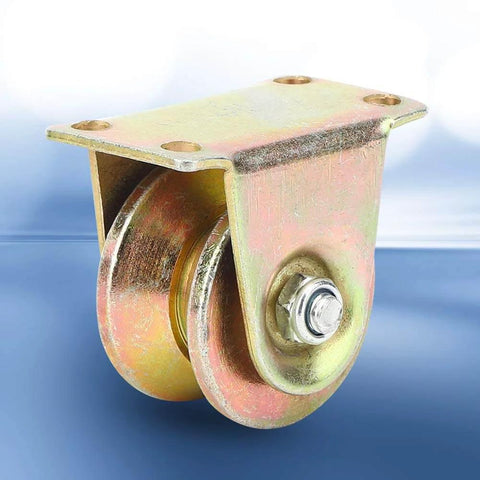 Beefy 45 Steel V Track Sliding Gate Rollers Set heavy duty industrial gate guide wheel with thick steel construction