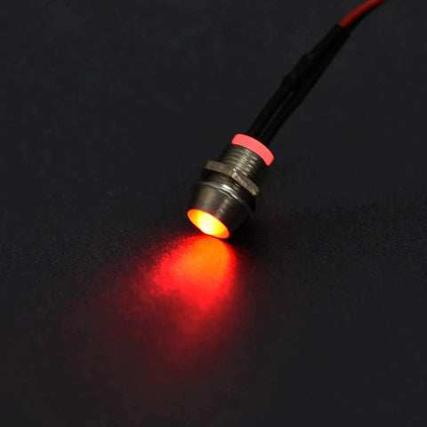 LED Indicator Light 110V AC DC 8mm Panel Mount Red Signal Lamp With Metal Shell Durable Flame Resistant Plastic.
