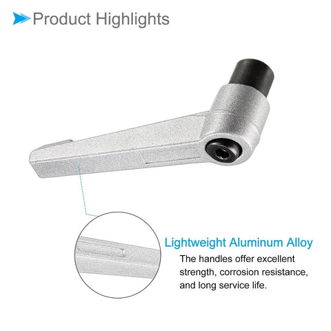 Clamping Lever Handle with M8 Female Thread 72mm Lever Length 4mm Hex Socket Silver Tone for Lathe Machinery