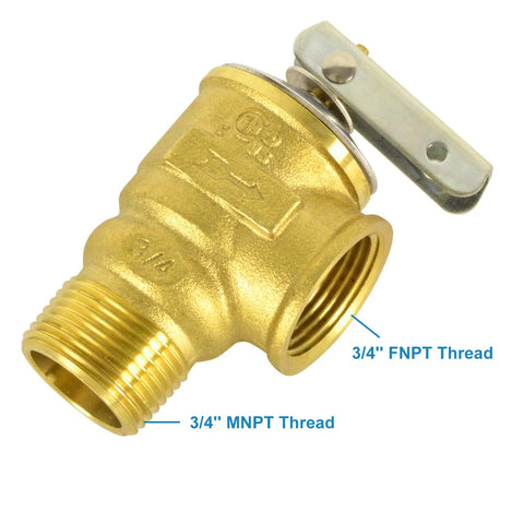 Hydro Master brass safety relief valve with 3/4 in FNPT and MNPT threads, lever handle