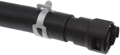 Close-up of HVAC Heater Hose Assembly 626-735 Replacement For Ford And Lincoln Models with focus on connector and clamp
