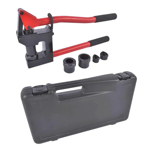 Manual Lever Sheet Metal Hole Punch Kit 20 Gauge With Dies 7/8 Inch 1-1/8 Inch And 1-11/32 Inch with carrying case