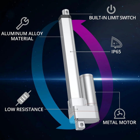 Heavy Duty 12V Linear Actuator 660LBS 3000N, 8 Inch Stroke Silent IP65 With Brackets in aluminum alloy material