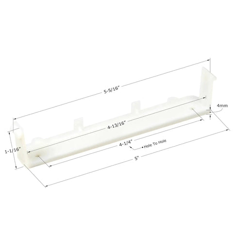 Two Pairs Plastic False Front Cabinet Clips For Attaching False Drawer Fronts To 3/4 Inch Face Frames And 5 Inch Drawer Openings Includes Screws Model R3307, showing clip dimensions.