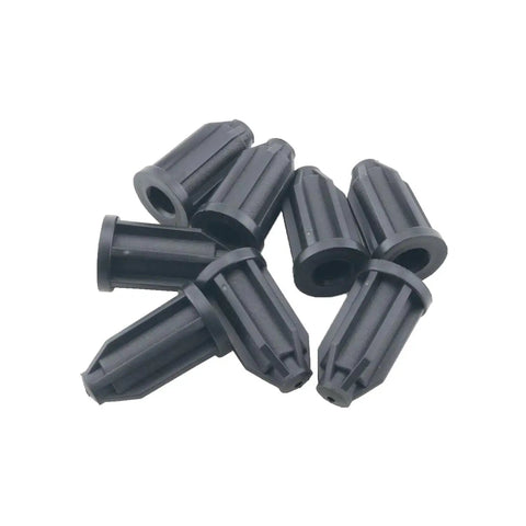 Eight Pack Universal Plastic Chair Caster Rods And Roller Plugs Black Round Sleeve Inserts For One Inch Wheels with 7/16 Inch Inner Bar
