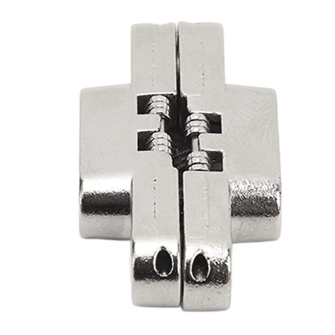 Mini Zinc Alloy Cross Hidden Hinge Set For 180 Degree Swing Doors And Cabinets front view, durable invisible hinge