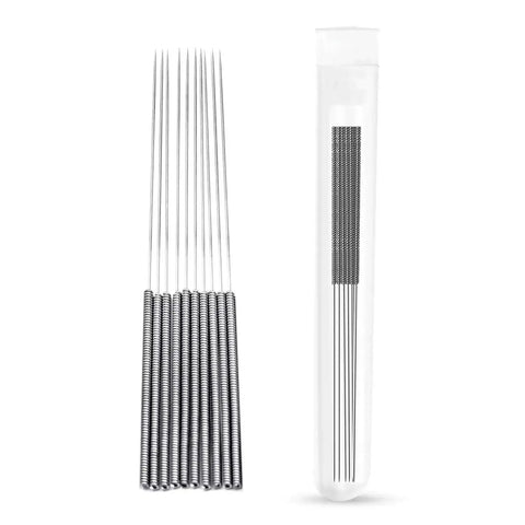 20 Pack 0.4mm Stainless Steel Nozzle Cleaning Needles for 3D Printers Quick Clog Removal and Deep Cleaning next to storage tube