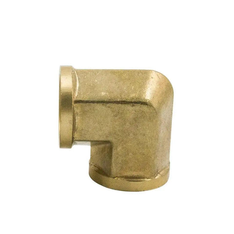 Brass Pipe Fitting Forged 90 Degree Elbow Pack Of 2 With Female NPT Threads For 1/8 X 1/8 Up To 3/4 X 3/4 Inch Pipes Side View