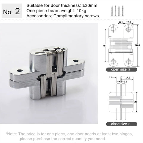 180 Degree Concealed Door Hinges For Heavy Doors Built In Stainless Steel Hidden Hinges Invisible Cross Gemel Design No 2