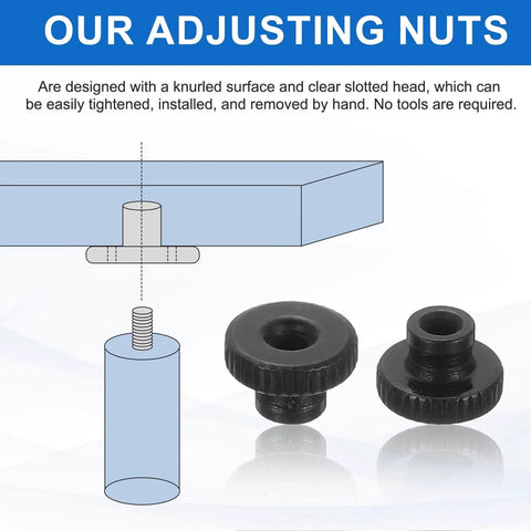 Diagram showing Knurled Thumb Nuts Set Of 26 M3x7mm Carbon Steel Round Knobs Fasteners with installation illustration.