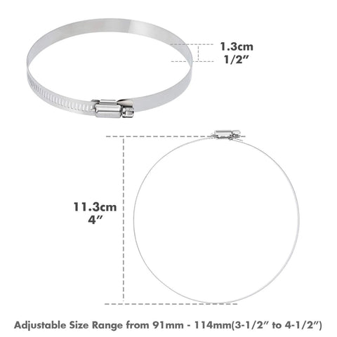 Selizo 12-pack stainless steel hose clamps, 4 in worm-gear clamps, adjustable 91–114mm, 1/2 in wide band