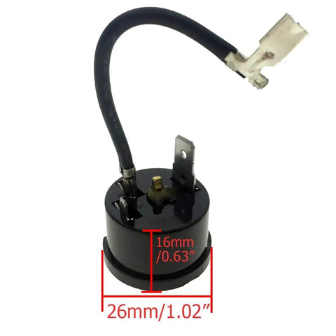Close-up of a 4 Pack One Quarter Horsepower Refrigerator Overload Protector 220V Thermal Overload Protector with visible measurements.