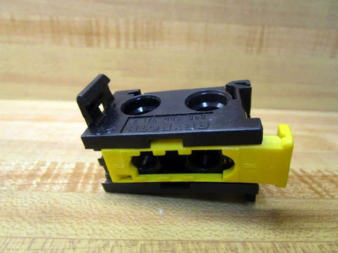 Yellow and black single manifold block for Bosch Rexroth, ported for valves, product focus: Manifold P-027050-00001 replacement.