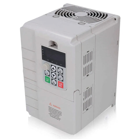 7.5KW VFD Variable Frequency Drive Inverter for 220V to 380V Motors showing control panel and ventilation fan