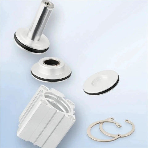 ZZAYGESY SDA pneumatic double-acting cylinder kit with aluminum body, end caps, piston rod, and mounting rings
