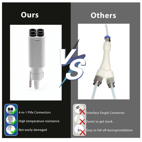 Comparison of AMS Lite Five-Way Filament Hub Kit with competitor's filament connector
