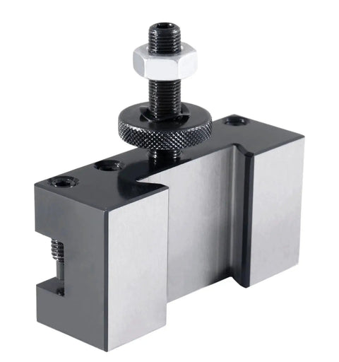 Side view of BXA Quick Change Turning And Facing Tool Holder For Lathe Style 1 With Five Eighths Inch Tool Capacity Fits 10 To 15 Inch Swing USA Style Post Durable Steel Construction 0250 0201.