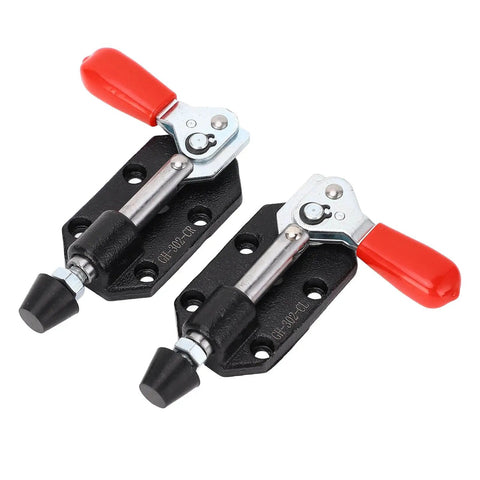 Two Pack Push Pull Toggle Clamp Set, Adjustable 20mm Quick Release Clamp For Woodworking Jigs And Fixtures, red handle