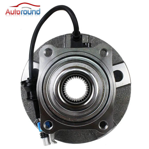 Top view of rear wheel bearing and hub assembly 5 lug with ABS compatible with Chevy Equinox 2005 2006 Pontiac Torrent 2006 Saturn Vue 2002 2007 rear left and rear right sides for 4 wheel ABS vehicles.