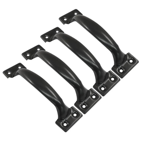 Set of 4, 5 Inch Black Vintage Cabinet Handles Bow Pulls, in solid cast iron with matte finish, perfect for dressers and cupboards.