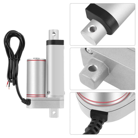 Beefy 50mm Stroke 24V Straight Line Electric Linear Actuator Delivers 750N Push Pull With Built In Stroke Switch, close-up view