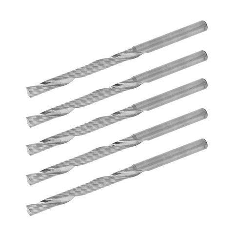 Rugged Five Piece CNC End Mills Set Single Flute Spiral Milling Cutters Tungsten Steel For Wood Carving And Precision Machining 3.175x3.175x32x55mm
