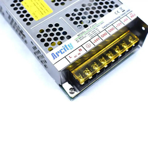Switching Power Supply With Triple Output 5V 8A 12V 7A 24V 5A 110V 220V Input High Stability Low Noise Clean DC unit showing connectors