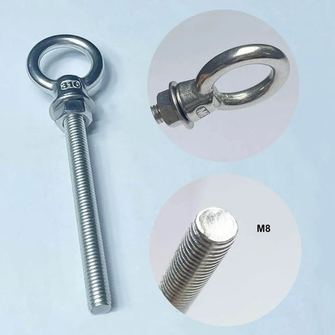 Six Pack M8 Eyebolts Stainless Steel Heavy Duty Lifting Rings For Swing Tire Chair And Suspension Fittings Outdoor Indoor Anchoring Kit