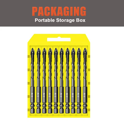 Masonry Drill Bit Set Three Sixteenth Inch Ten Piece Beefy Heavy Duty Tungsten Carbide Concrete Drill Bits With Hex Shank