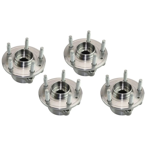 Front and rear wheel bearing and hub assembly set for Ford Explorer 2011-2012 and 2013-2019 police package, 4-piece kit.