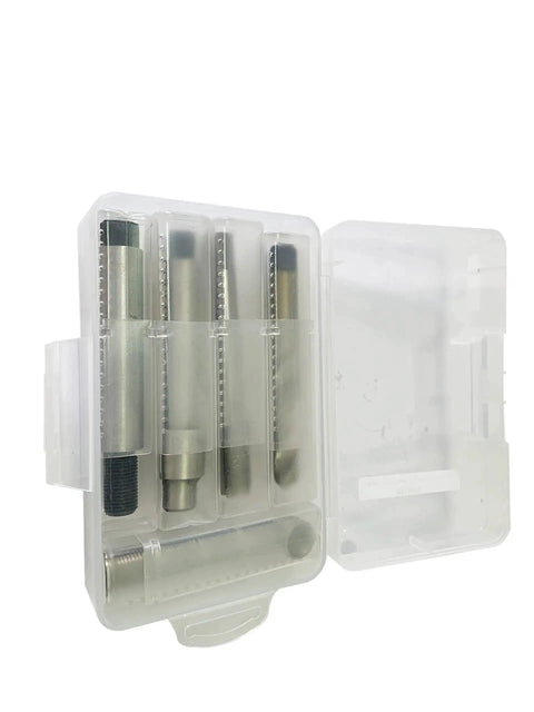 Open case showing 1/2-13 Thread Repair Kit With 10 Stainless Steel Inserts, 15mm Insert Length, Easy To Use For Repairing Damaged And Worn Internal Threads In Auto Parts, Works With Electric Or Air Drills