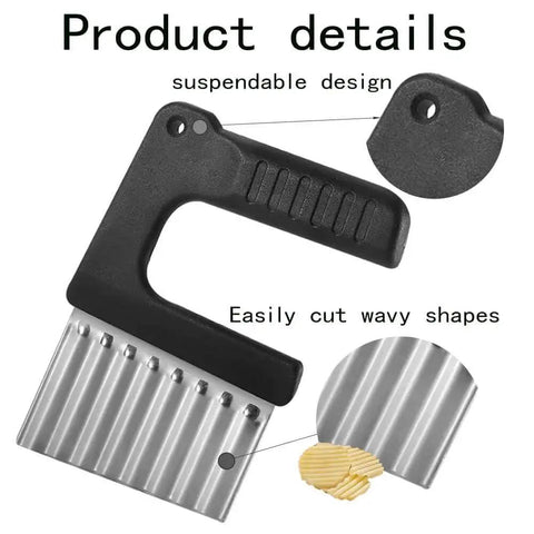 Wavy Crinkle Cutter Knife For Veggies And Potatoes With Stainless Steel Blade And Rust Resistant ABS Handle Serrated Chopper