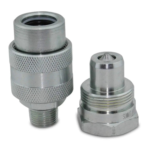 High Pressure Hydraulic Quick Coupler Set Three Eighths Inch NPT 10000 PSI Hardened Steel With Dust Caps, replaces Enerpac C604