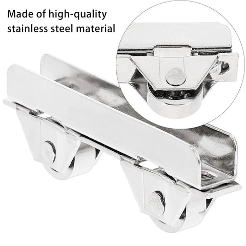 Showcase Window Roller Set, 10 Pcs Mini Sliding Door Rollers Replacement Wheels, 7.0mm Stainless Steel Pulley Clamp
