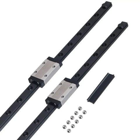 4 Pack MGN12 500mm Linear Rail Guide Kit With 4 MGN12H Bearing Carriages, showing linear rails and carriages