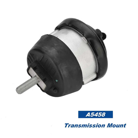GMC Acadia Saturn Outlook Buick Enclave Chevrolet Traverse Engine And Transmission Mount Kit 4 Piece For 3.6L Auto Transmission 2009-2017 Replaces A5444 A5458HY Heavy Duty Rubber Metal Bracket Set close-up view of transmission mount.