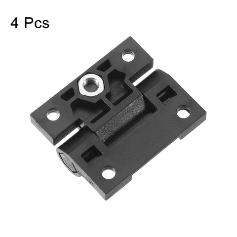 Customizable Torque Cabinet Hinge Set For DIY Furniture And Cabinets 43x36mm Plastic Countersunk Hinges With Adjustable Position Control And Black Finish 4 Pack Uxcell, black hinge top view, 4 pcs