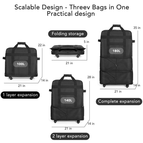 Expandable Rolling Luggage With Wheels For Travel 24 To 28 Inch Lightweight Suitcase Collapsible Spinner Bag with folding storage display