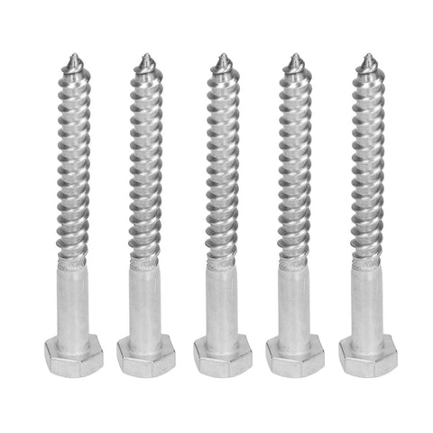Stainless Steel Half Thread Hex Lag Screws Set, Self-Tapping Wood Screws In A2-70 High Hardness for DIY Carpentry projects.