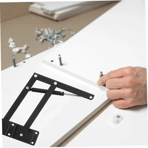 Heavy Duty Lift Up Hinge Self Closing Spring Hinges 1 Pair being installed on a white cabinet door
