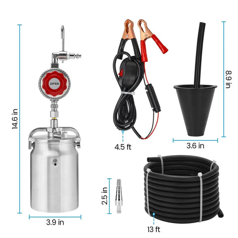 12V DC EVAP Smoke Machine Leak Detector for Quick Vacuum Leak Testing in Cars, Trucks, and Boats by Haoguo, components view