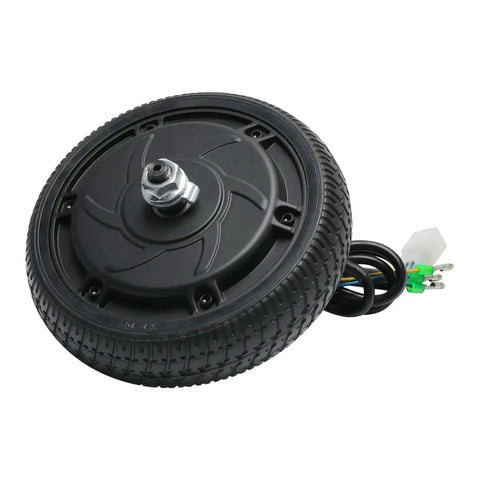 24V 250W Gearless Brushless Hub Motor With 6.5 Inch Solid Tire Wheel for scooter, ebike, toy car, and mini car replacement.