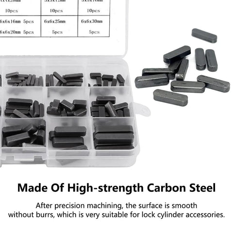 Pro Grade Parallel Square Key Set For Drives And Shafts 140 Piece Assortment A3 Carbon Steel Construction Self Contained Kit Box With Compartments And Guide For Easy Keyway Selection Of Shaft Pump Flywheel And Tension Keys