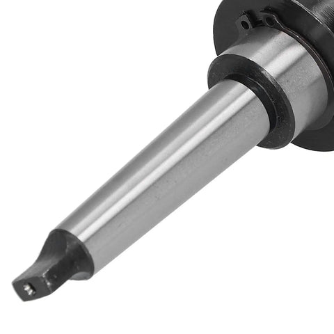 Morse MT2 drill sleeve adapter with hollow core and cylindrical metal shank for magnetic drills