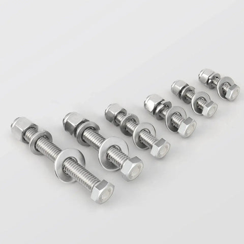 Durable 1/4-20 x 2 Inch Hex Head Bolt Kit with Lock Nuts Flat and Lock Washers 18 Sets of Top-Notch 304 Stainless Steel