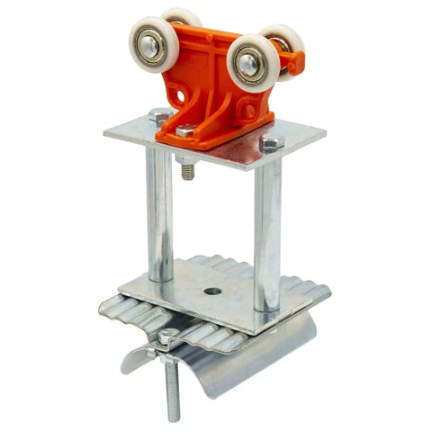 Heavy Duty Industrial Flat Cable C Track Festoon Kit 10 Meters 4x4mm2 trolley view with wheels and metal construction