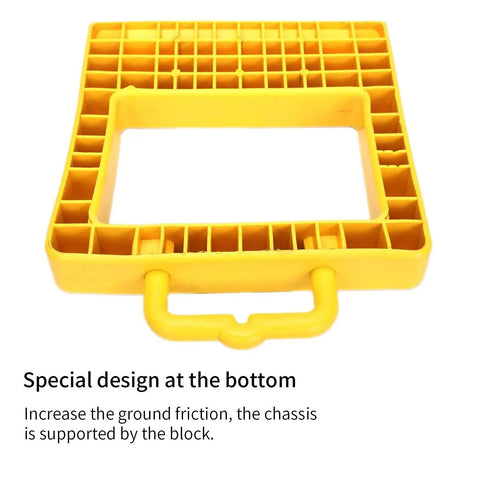 Heavy Duty Pallet Truck Stopper Chock For Pallet Jack 14 Inch Long 12 Inch Wide 2 Inch High Yellow Portable Handle Friction Bottom