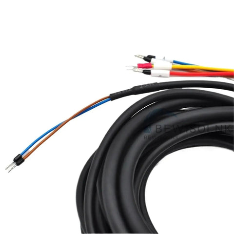 A2 Series servo motor connection brake cable; 15m flexible black cable with exposed multi-color wire leads